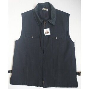 NWT Mens XXL Smith Bros Black Canvas W/Leather Concealed Carry Vest W/8 Pockets